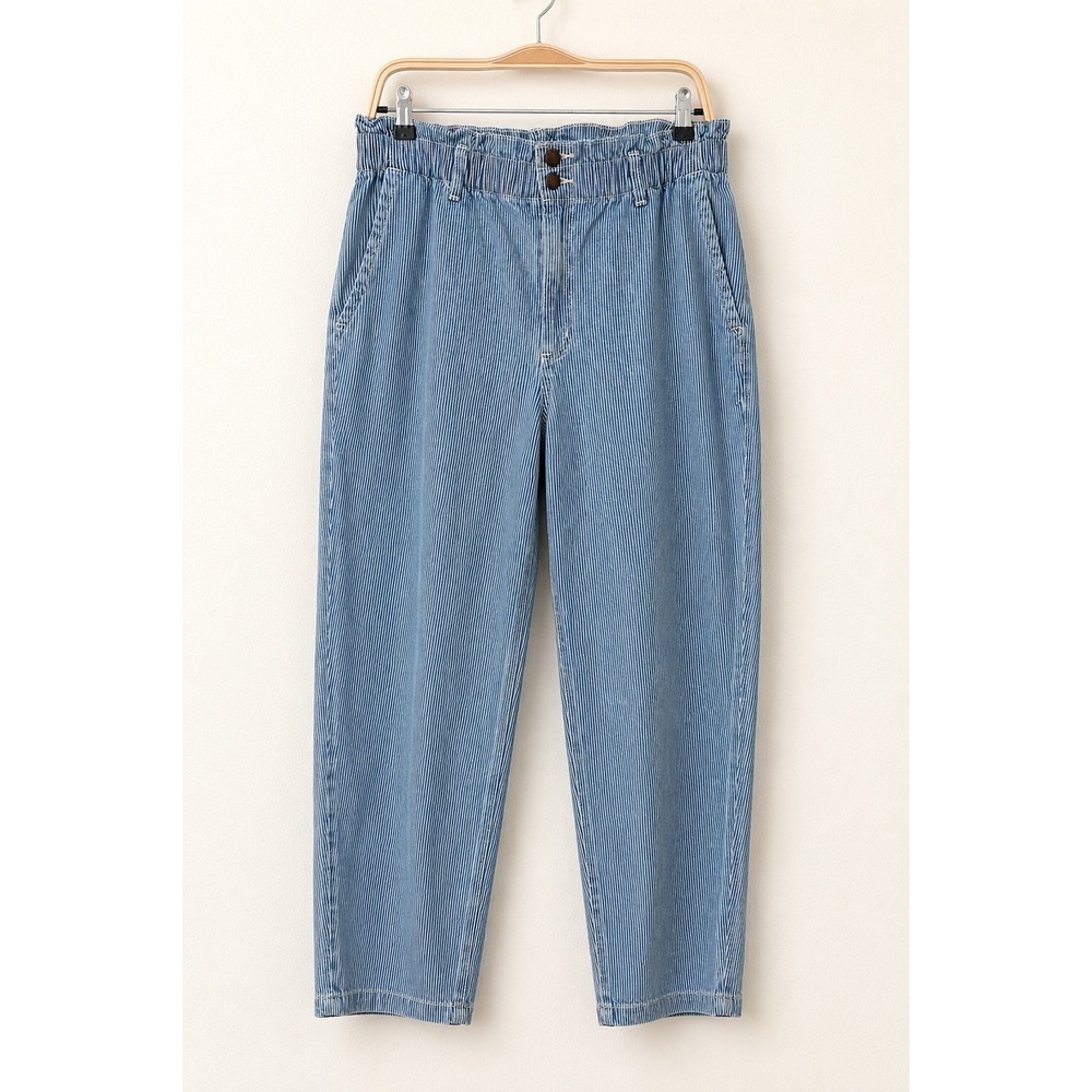 Railroadβ Stripe Paperbag Waist Jeans 14 Blue Pinstripe Relaxed Universal Thread